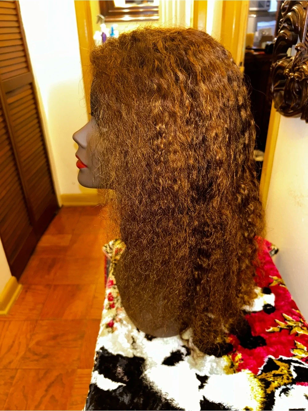 Natural Brown Kinky Straight Women's Wig - Unbranded